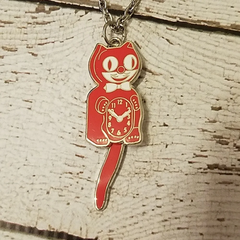 Retired Kit cat klock clock red necklace clock - Picture 2 of 6